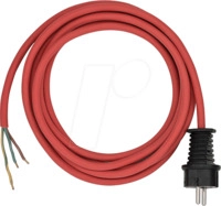 NKBS H05RR-F 3M - Netzkabel, Schutzkontaktstecker, 3 m, rot, offenes Ende