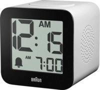 BRAUN BC25WP - Quarz-Wecker digital, mit optionaler Sprachansage, wei&szlig;