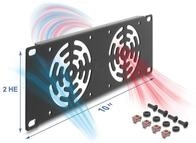 DELOCK 67432 - 10" Rackblende, 2 HE, f&uuml;r 2 L&uuml;fter, dunkelgrau