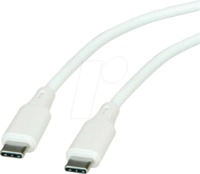 ROLINE 11029126 - USB 2.0 Kabel, C Stecker auf C Stecker, Silikon, 60W, wei&szlig;, 1 m