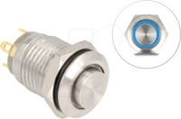 DELOCK 20984 - Drucktaster Edelstahl, beleuchtet, LED - Ring, blau, IP65