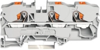 WAGO 2210-1301 - 3-Leiter-Durchgangsklemme, mit Dr&uuml;cker 10 mm&sup2;, grau