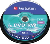 VERBATIM 43552 - DVD-RW 4,7 GB, matt, 10er Pack Spindel