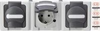 EL BE 131356005 - BLUE ELECTRIC - Steckdose mit Klappdeckel, 3-fach, grau