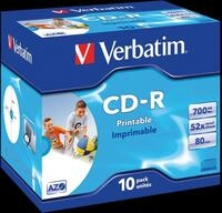 CD 8010 VER-P - CD-R AZO, 700 MB, 52x, bedruckbar, 10er Pack Jewel Case