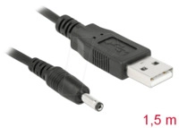 DELOCK 82377 - USB Konverter, A Stecker auf 1x Hohlstecker, 1,5 m