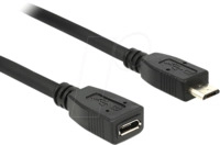 DELOCK 83248 - USB 2.0 Kabel, Micro B Stecker auf Micro B Buchse, 1,0 m