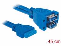 DELOCK 82942 - USB 3.0 Kabel, Pfostenbuchse auf 2x USB 3.0 A Buchse, 0,45 m