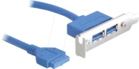 DELOCK 82976 - Slotblech 1x 19 Pin USB 3.0 Pfostenbuchse > 2x USB 3.0 A Buchse