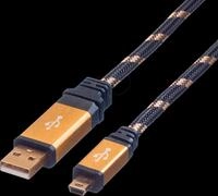 ROLINE 11028821 - USB 2.0 Kabel, A Stecker auf Mini-B Stecker, 0,8 m