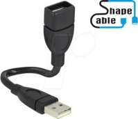 DELOCK 83497 - USB 2.0 Kabel, A Stecker auf A Buchse, Shape, 0,15 m