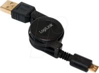 LOGILINK CU0090 - USB 2.0 Kabel, A Stecker auf Micro-B Stecker, ausziehbar, 0,75 m