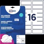 AVZ L4783-20 - Namens-Etiketten, Acetatseide, 88,9 x 31 mm, 320 St&uuml;ck, wei&szlig;