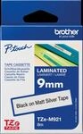 P-TOUCH TZEM921 - laminiertes Schriftband, schwarz auf silber, 9mm
