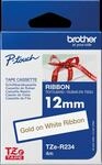 P-TOUCH TZER234 - textiles Schriftband, gold auf wei&szlig;, 12mm