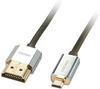 LINDY 41680 - HDMI Kabel - Chromo Line, HDMI A/D, Slim, 4K60Hz, 0,5 m