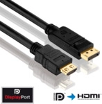 PURE PI5100-050 - DisplayPort Stecker auf HDMI A Stecker, PureInstall, 5 m
