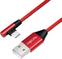 LOGILINK CU0146 - Sync- & Ladekabel, USB-A -> C, 1,0 m, gew., Baumw., rot