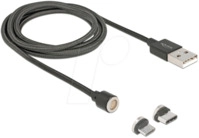 DELOCK 85723 - USB Lade- und Datenkabel magnetisch 2in1 Micro-B / Type-C 1,10 m