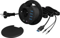ICY IB-HUB1430 - USB 3.0 4-Port Tisch-Hub, Steckdose, schwarz