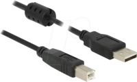 DELOCK 84894 - USB 2.0 Kabel A Stecker > B Stecker, 0,5 m, schwarz