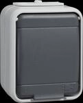 ELSO 445009 - Steckdose, 1-fach, 16A, IP44, AquaTop, Deckel, Steckklemme, grau