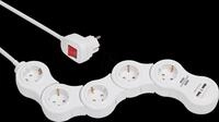 BRE 1155350210 - Steckdosenleiste, 5-fach, Typ F, 2 x USB, 1,4 m, wei&szlig;