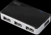 DIGITUS DA-70220 - DIGITUS USB 2.0, 4-Port, schwarz/alu, inkl. NT