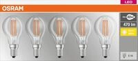 OSR 405807509066 - LED-Lampe BASE E14, 4 W, 470 lm, 2700 K, Filament, 5er-Pack