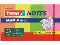 TESA 56691 - Klebezettel, Marker, 20 x 50mm, 4 x 50 Blatt, neon