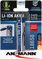 ANS 1307-0003 - Industriezelle, Li-Ion, 18650, 3,6 V, 3400 mAh, Flat Top