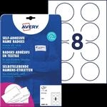 AVZ L4881-20 - Namens-Etiketten, Acetatseide, rund, &Oslash; 65 mm, 160 St&uuml;ck, wei&szlig;