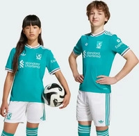 adidas Liverpool 3. Shirt Kinder 2025/2026 Gr&uuml;n/Wei&szlig; Jungen/M&auml;dchen