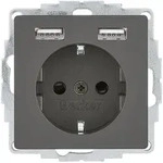 Berker Q.1/Q.3/Q.7 Schuko Steckdose, 2fach USB Ladeport, Buchsen Typ A-A, 2,4A, erh.
