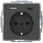 Berker Q.1/Q.3/Q.7 Schuko Steckdose, 2fach USB Ladeport, Buchsen Typ A-C, 3A, erh.
