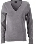 James & Nicholson Damen V-Ausschnitt Pullover JN658 grey heather XS
