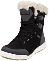 GUGGEN Mountain Damen Winterstiefel Echtleder mit Kunstfell Schwarz