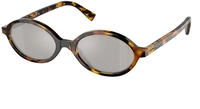 Miu Miu Oval Damen Honig Havanna Hellgrau Silber Spiegel MU 04ZS