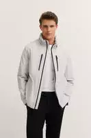 Bugatti Regenjacke, Regular Fit, mit Kapuze und Stehkragen - Ecru