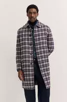 Bugatti Herren Langer Mantel kariert mit Umlegekragen und Modern Fit