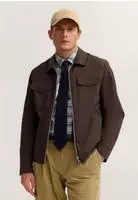 Bugatti Herren Hemdkragen-Jacke mit Stretch und Struktur