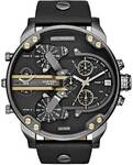 Diesel Mr. Daddy 2.0 Multifunktionale schwarze Lederarmbanduhr