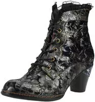 Laura Vita Floral Goth viktorianische kn&ouml;chelhohe Lederstiefel mit Absatz, Modell