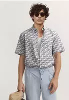 Bugatti Herren Kurzarm-Hemd Modern Fit mit einem Print