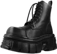 New Rock Combat Tower-Stiefel aus schwarzem Leder &ndash; M-NEWMILI083-S21