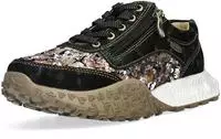 Laura Vita Damen-Schwarze Leder-Sneakerschuhe mit Blumen &ndash; Evitao-03