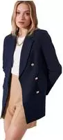 TRENDYOLMİLLA Damen Dunkelblau Einfarbig Lang Oversize Blazer