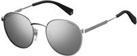 Polaroid Round Unisexe Palladium Grey Silver Mirror Polarise Lunettes de soleil