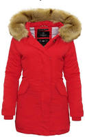 Marikoo Winterparka mit abnehmbarem Kunstfellkragen und Kapuze f&uuml;r Damen - Rot