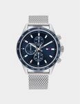 Zubeh&ouml;r Tommy Hilfiger Miles Chronograph Mesh-Armbanduhr in Navy-Silber